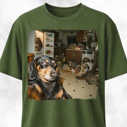Dachshund Polaroid Raccoon Kitchen Chaos T Shirt Gift For Dog Lover