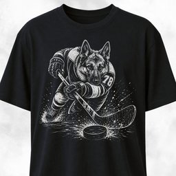 German Shepherd Playing Hockey T Shirt Gift For Dog Lover