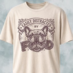 Easily Distracted By Food Frenchie T Shirt Gift For Dog Lover