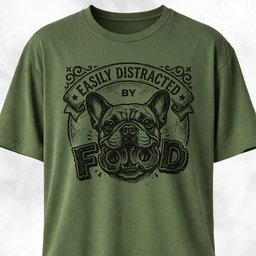 Easily Distracted By Food Frenchie T Shirt Gift For Dog Lover
