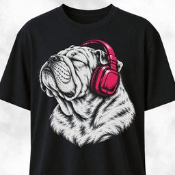Dreamy Bulldog With Headphones T Shirt Gift For Dog Lover