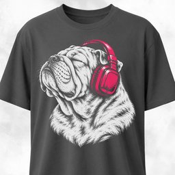 Dreamy Bulldog With Headphones T Shirt Gift For Dog Lover