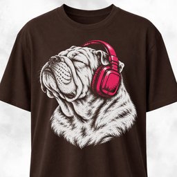 Dreamy Bulldog With Headphones T Shirt Gift For Dog Lover
