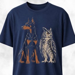 Dobie With Owl T Shirt Gift For Dog Lover