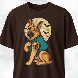 German Shepherd With Skull Tattoo T Shirt Gift For Dog Lover