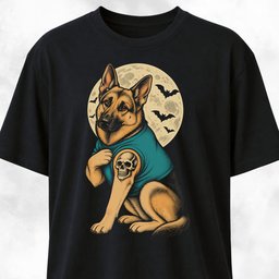 German Shepherd With Skull Tattoo T Shirt Gift For Dog Lover