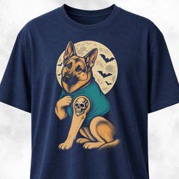German Shepherd With Skull Tattoo T Shirt Gift For Dog Lover