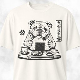 English Bulldog Eating Onigiri T Shirt Gift For Dog Lover