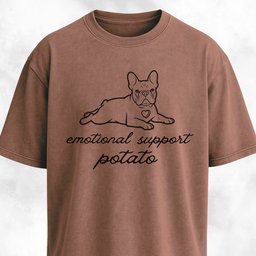 Emotional Support Potato Frenchie T Shirt Gift For Dog Lover
