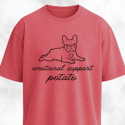 Emotional Support Potato Frenchie T Shirt Gift For Dog Lover