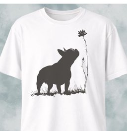 Frenchie Flower Silhouette T Shirt Gift For Dog Lover