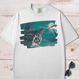 Full Moon Pond Mesmerizing Cat T Shirt Gift For Cat Lover