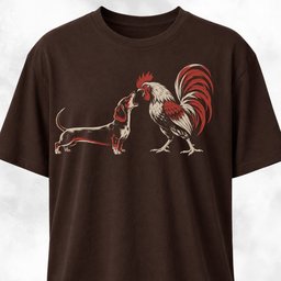 Doxie And Rooster Screaming Competition T Shirt Gift For Dog Lover