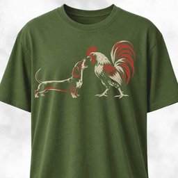 Doxie And Rooster Screaming Competition T Shirt Gift For Dog Lover