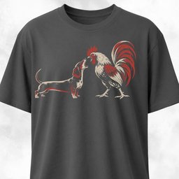 Doxie And Rooster Screaming Competition T Shirt Gift For Dog Lover