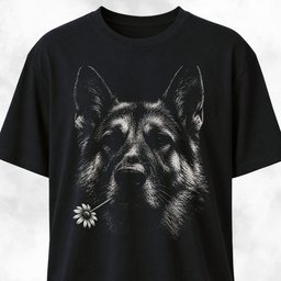 German Shepherd With Daisy T Shirt Gift For Dog Lover