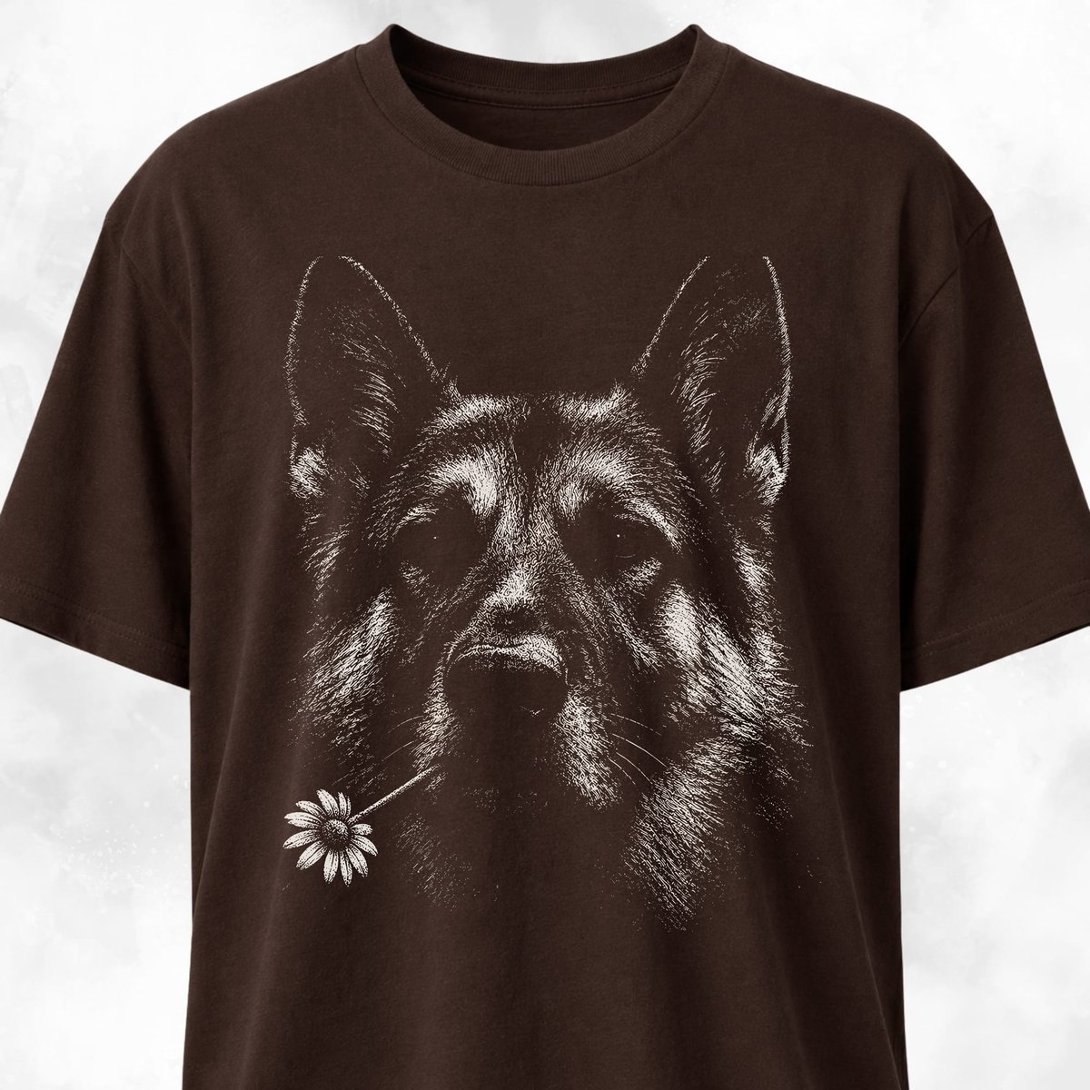 German Shepherd With Daisy T Shirt Gift For Dog Lover