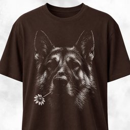German Shepherd With Daisy T Shirt Gift For Dog Lover