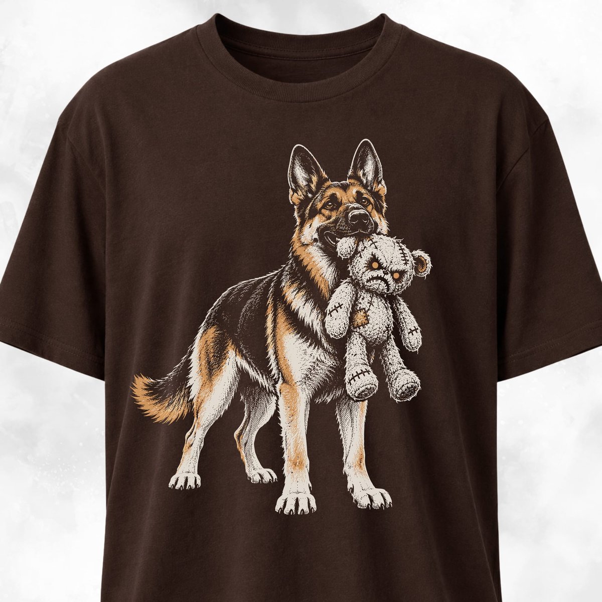 German Shepherd With Possessed Teddy T Shirt Gift For Dog Lover