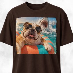 English Bulldog With Shark T Shirt Gift For Dog Lover
