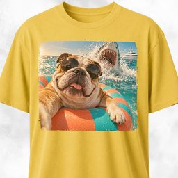 English Bulldog With Shark T Shirt Gift For Dog Lover