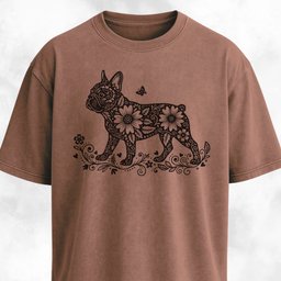 Floral Frenchie T Shirt Gift For Dog Lover