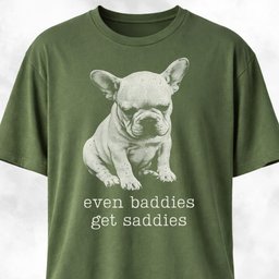 Even Baddies Get Saddies Frenchie Pup T Shirt Gift For Dog Lover