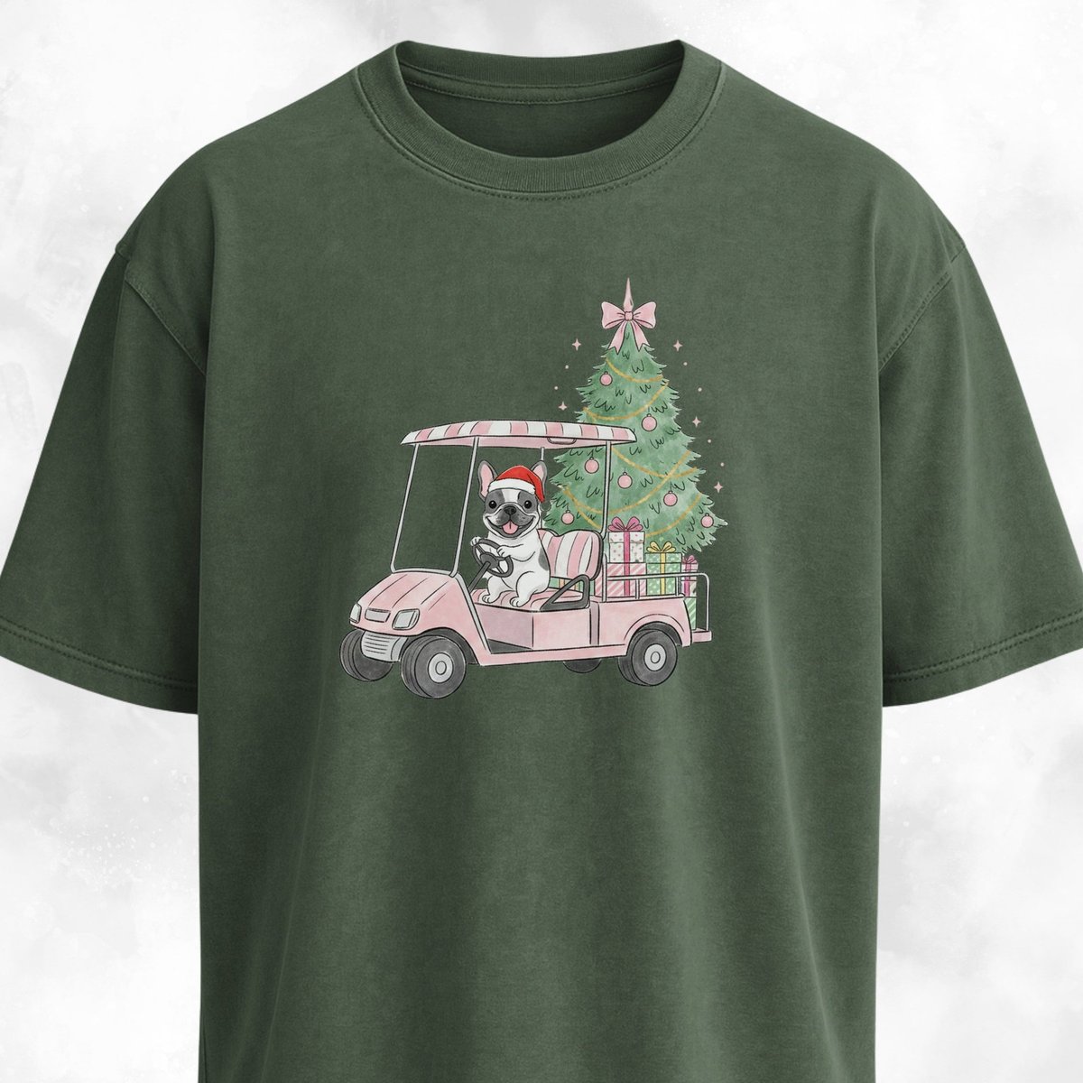 Frenchie Driving With Christmas Presents T Shirt Gift For Dog Lover