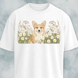 Floral Corgi Graphic T Shirt Gift For Dog Lover