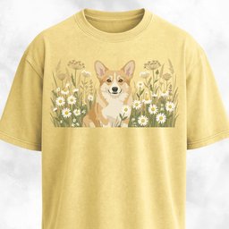 Floral Corgi Graphic T Shirt Gift For Dog Lover
