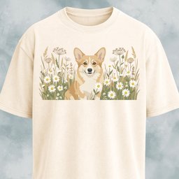 Floral Corgi Graphic T Shirt Gift For Dog Lover