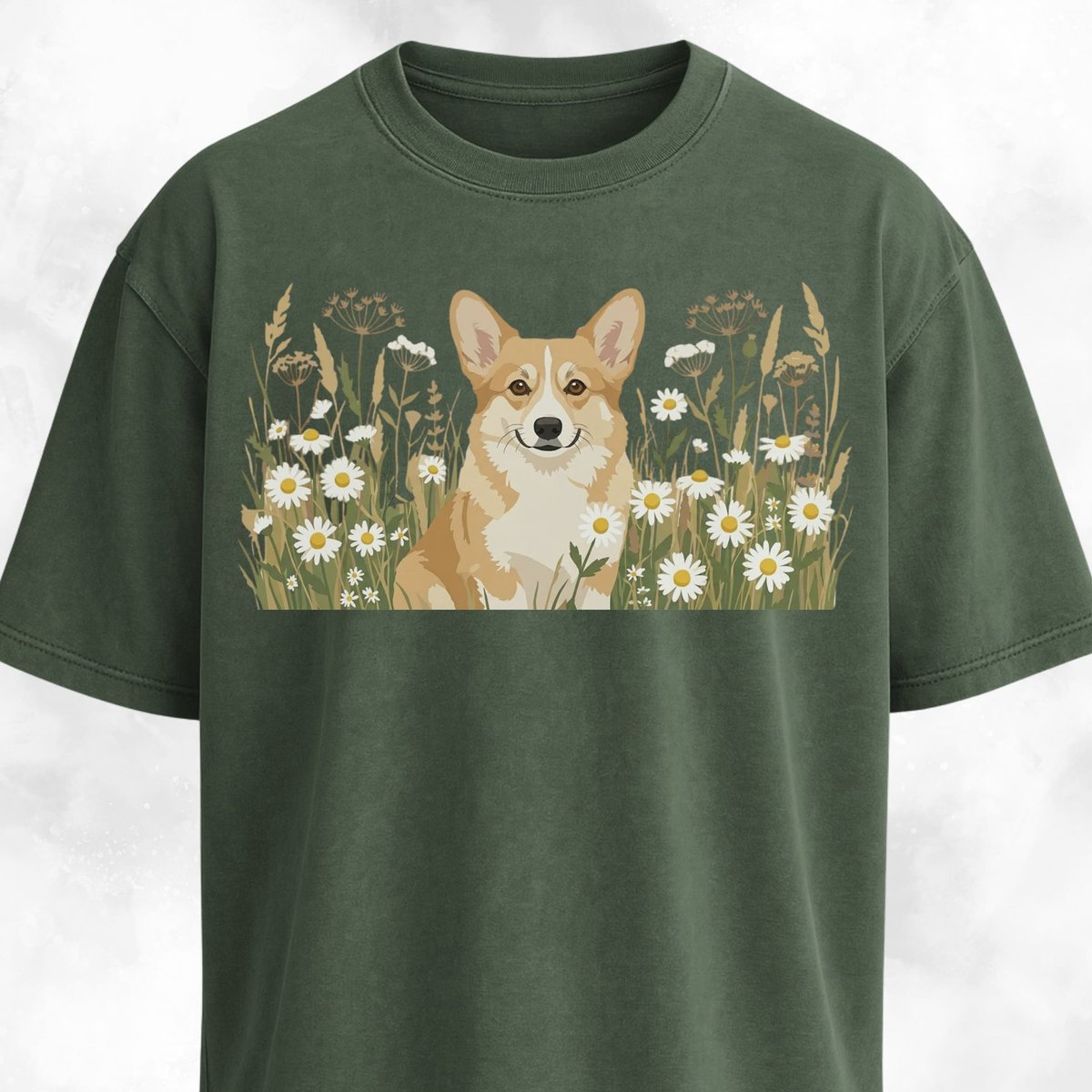 Floral Corgi Graphic T Shirt Gift For Dog Lover