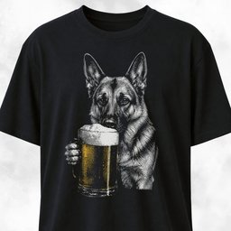 German Shepherd Sipping Beer T Shirt Gift For Dog Lover