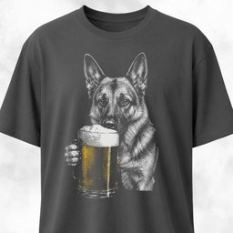 German Shepherd Sipping Beer T Shirt Gift For Dog Lover