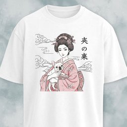 Geisha With A Frenchie T Shirt Gift For Dog Lover