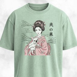 Geisha With A Frenchie T Shirt Gift For Dog Lover