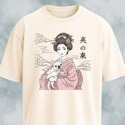 Geisha With A Frenchie T Shirt Gift For Dog Lover