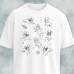 French Bulldogs In Outer Space T Shirt Gift For Dog Lover