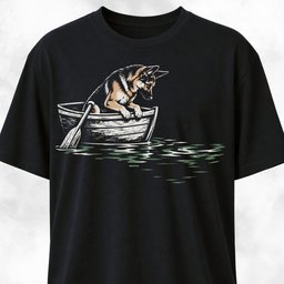 German Shepherd In Wooden Boat T Shirt Gift For Dog Lover