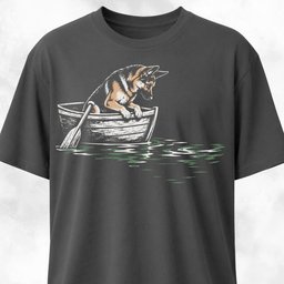German Shepherd In Wooden Boat T Shirt Gift For Dog Lover