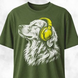 Dreamy Goldie With Headphones T Shirt Gift For Dog Lover