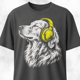 Dreamy Goldie With Headphones T Shirt Gift For Dog Lover