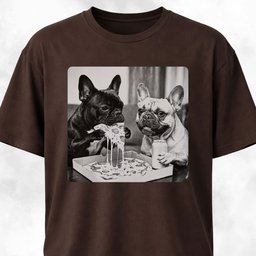 Frenchie Buddies Eating Pizza T Shirt Gift For Dog Lover