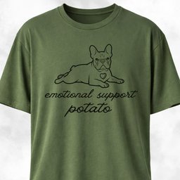Emotional Support Potato Frenchie T Shirt Gift For Dog Lover