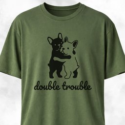 Double Trouble Frenchies T Shirt Gift For Dog Lover