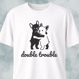 Double Trouble Frenchies T Shirt Gift For Dog Lover