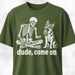 Dude Come On Skeleton With German Shepherd T Shirt Gift For Dog Lover