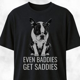 Even Baddies Get Saddies Boston Terrier T Shirt Gift For Dog Lover