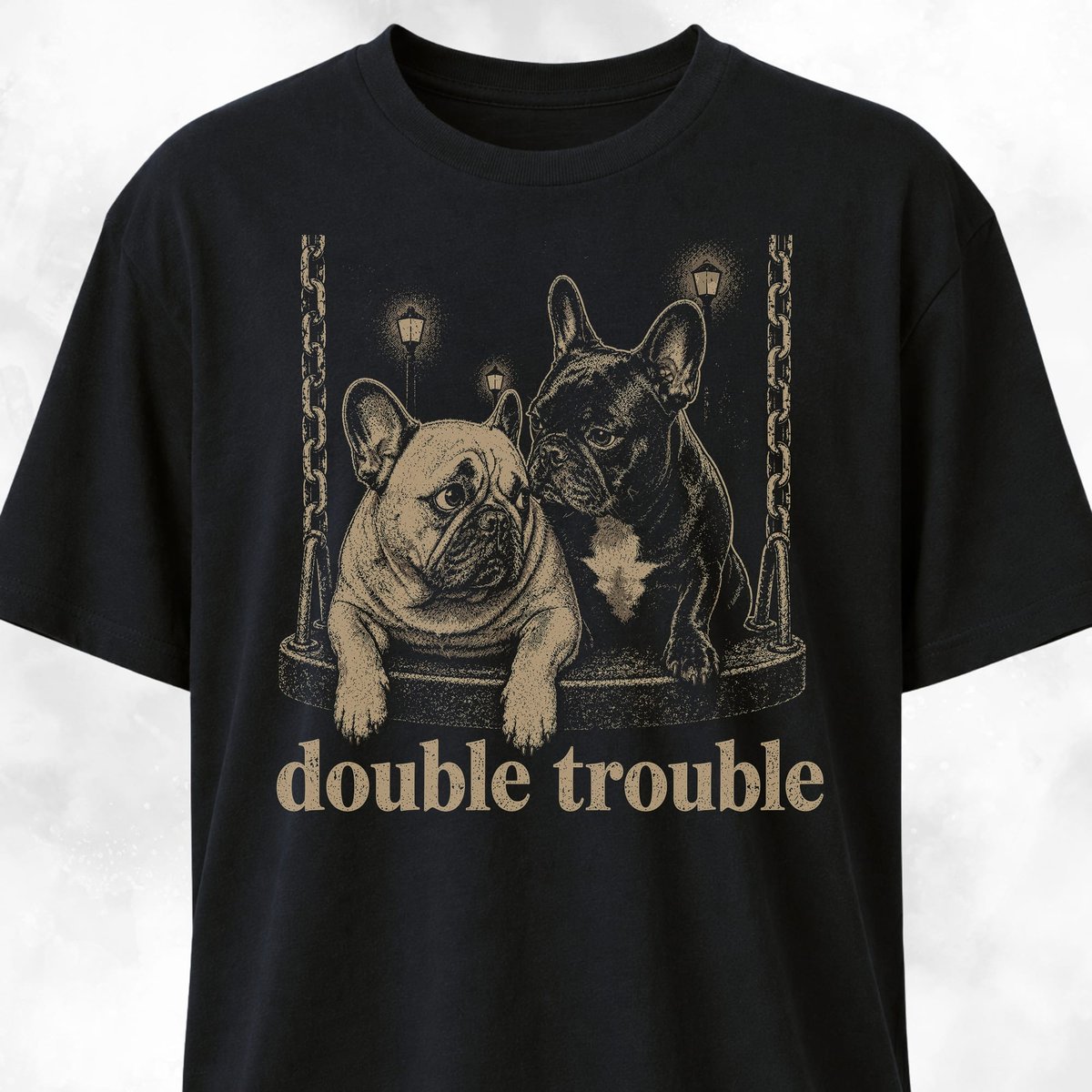 Double Trouble Frenchies On A Swing T Shirt Gift For Dog Lover