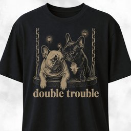 Double Trouble Frenchies On A Swing T Shirt Gift For Dog Lover
